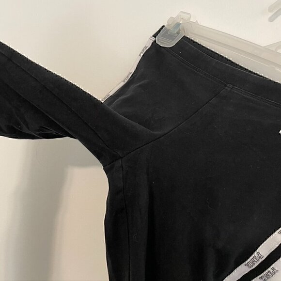 PINK VS VICTORIA'S SECRET Black White Double Side Stripe Tape Spellout Leggings - Picture 6 of 11